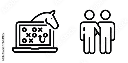 Business partnership and planning line icons for teamwork and cooperation concept