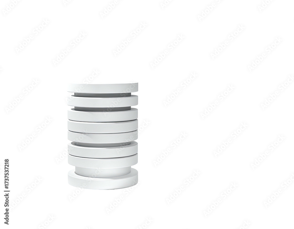 Obraz premium A stack of white, circular discs isolated against a solid black background