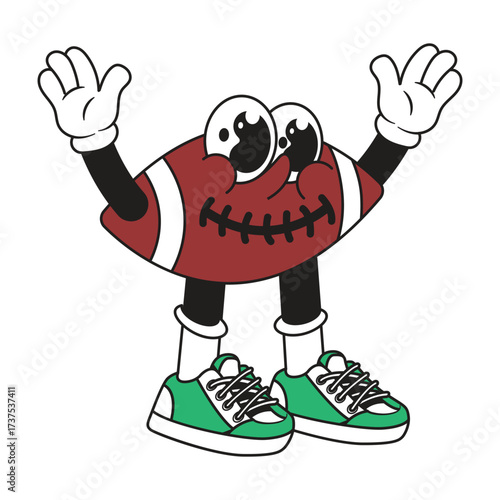 American Football mascot retro character cartoon icon illustration