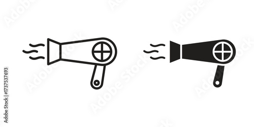 Blow dryer icon art in black and white