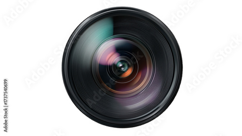Camera lens with a black rim isolated on transparent background