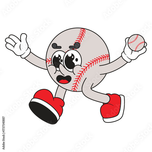 Baseball mascot retro character cartoon icon illustration