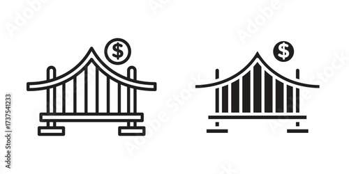 Bridging loan icon art in black and white