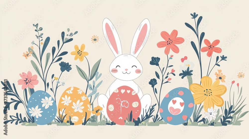 Obraz premium easter bunny with eggs