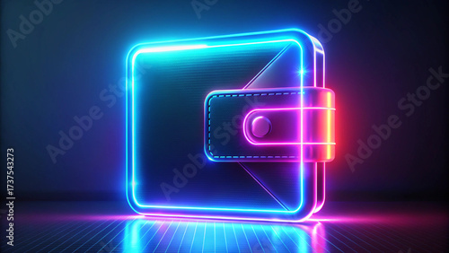 Crypto Wallet App Icon – Ultra HD 8K Futuristic Neon Digital Currency Logo for Android and iOS.