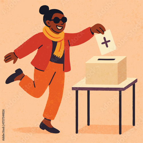 Person casting a vote in an election