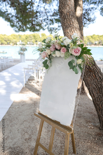 Wedding sign on a ceremony location 