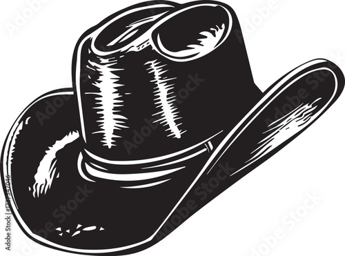 Black cowboy hat isolated on white background