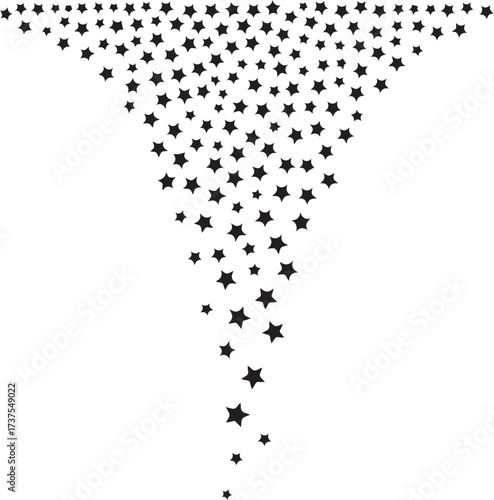 Falling stars silhouette abstract design element festive celebration abstract swirl of stars for new year's eve and holiday backgrounds