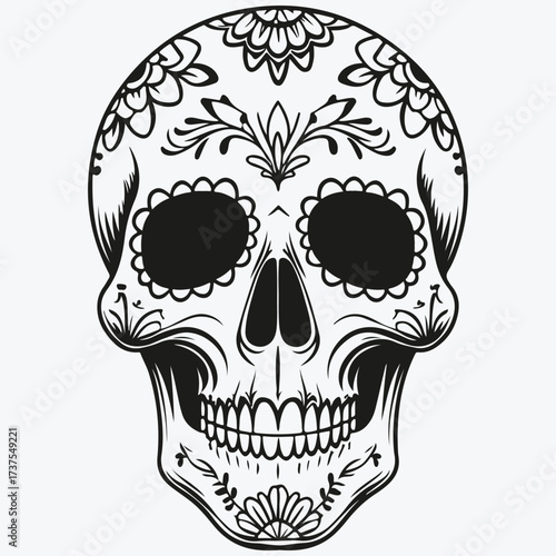 scull in mexican style for Day of the Dead sketch illustration vector
