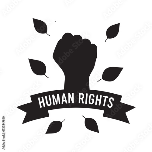  Human Rights Raised Fist Emblem, Solidarity and Social Justice Icon