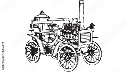 Vintage Steam Powered Automobile Illustration