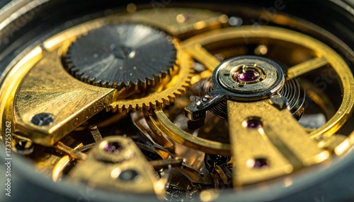 Wallpaper Mural Close-up of the inner workings of a watch, revealing intricate gears and mechanisms. Torontodigital.ca