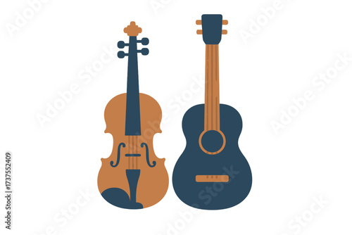 Stylized graphic representation of a violin and an acoustic guitar for musical themes