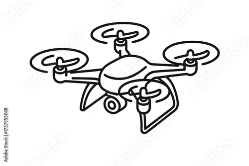 Drone flying in an open sky, capturing aerial views of a vast landscape during a sunny day