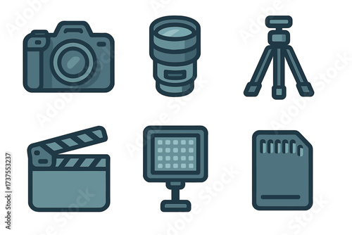 Various photography and filming equipment arranged neatly, showcasing essential tools for content creation