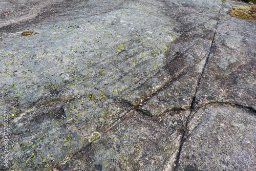 Glacial striations in granite bedrock