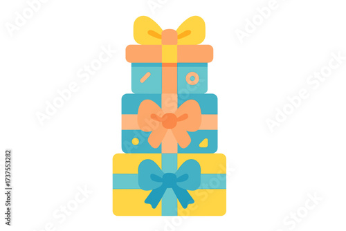 Colorful stacked gifts with ribbons ready for a celebration or special occasion