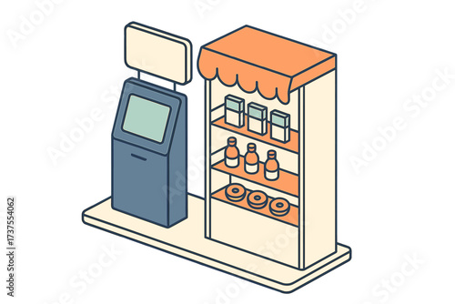 Interactive vending machine offering snacks and drinks at a public location during daytime
