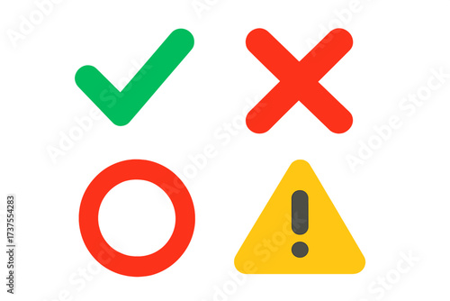 Universal graphic symbols for status, error, warning, and correct indications