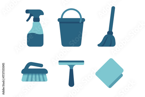Essential cleaning supplies and tools for maintaining household hygiene and sanitation