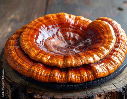 Orange Reishi Mushroom Close Up.