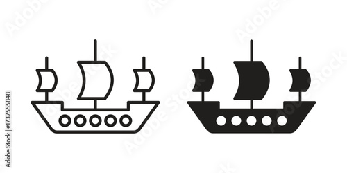 Caravel icon art in black and white
