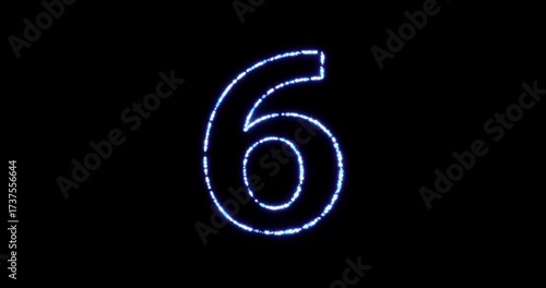 3D Particle Countdown Number Animation. Futuristic Digital Countdown Video. 3d render footage.