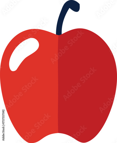 Vibrant red apple fruit with stem graphic icon simple healthy food concept illustration