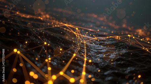 Dynamic Visualization of DNA Database System Showcasing Interconnected Networks with Glowing Lines and Particles in Captivating Digital Landscape