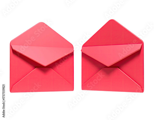 Two open, bright red envelopes on a black background, front-facing and angled