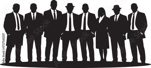 Black silhouette group of business people standing