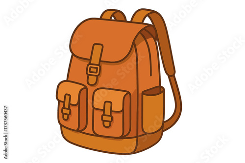 Classic brown backpack with multiple pockets and adjustable straps for travel and school