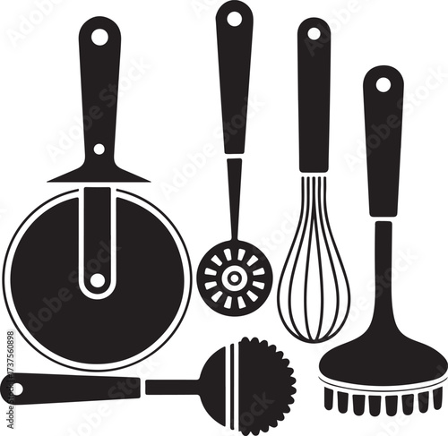 Kitchen Utensils Silhouette Collection pizza cutter