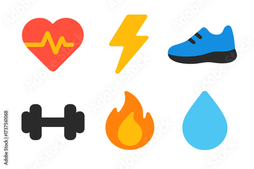 Symbols of fitness and health representing active lifestyle choices and workouts
