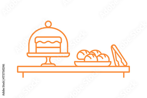 Delicious desserts displayed on a wooden table at a bakery featuring cakes and pastries