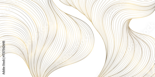 Elegant abstract vector background, golden wave lines, smooth gradient, flowing geometric curves, Japanese aesthetics. Luxury cards, award ribbons, modern banner, premium pattern.