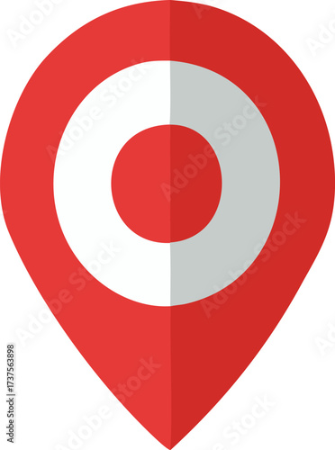 Red and white target map pin icon symbolizing location accuracy precision and navigation services for mobile apps and websites