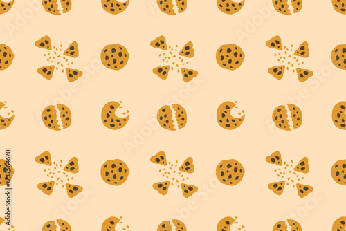 Seamless Cookie Pattern with Chocolate Chip Design