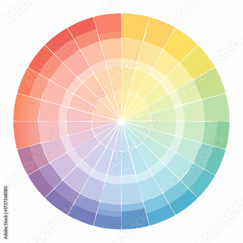 A comprehensive color wheel displaying a full spectrum of hues and their variations, useful for art and design principles.