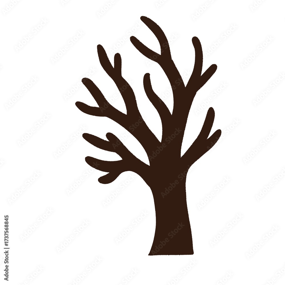 Obraz premium Bare Scary Tree Halloween Digital Art Silhouette on White Background