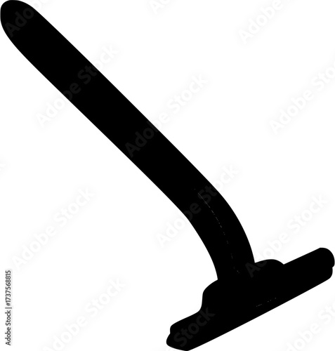 Silhouette of a black squeegee with a long handle