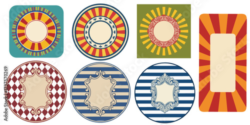 Set of colorful retro vintage labels and designs for various uses, perfect for decoration vektor set