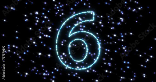 3D Particle Countdown Number Animation. Futuristic Digital Countdown Video. 3d render footage.