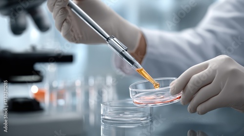 Scientist Examining Experiment with Glass Pipe in Laboratory Setting Showcasing Precision Research and Innovation in Scientific Exploration and Discovery