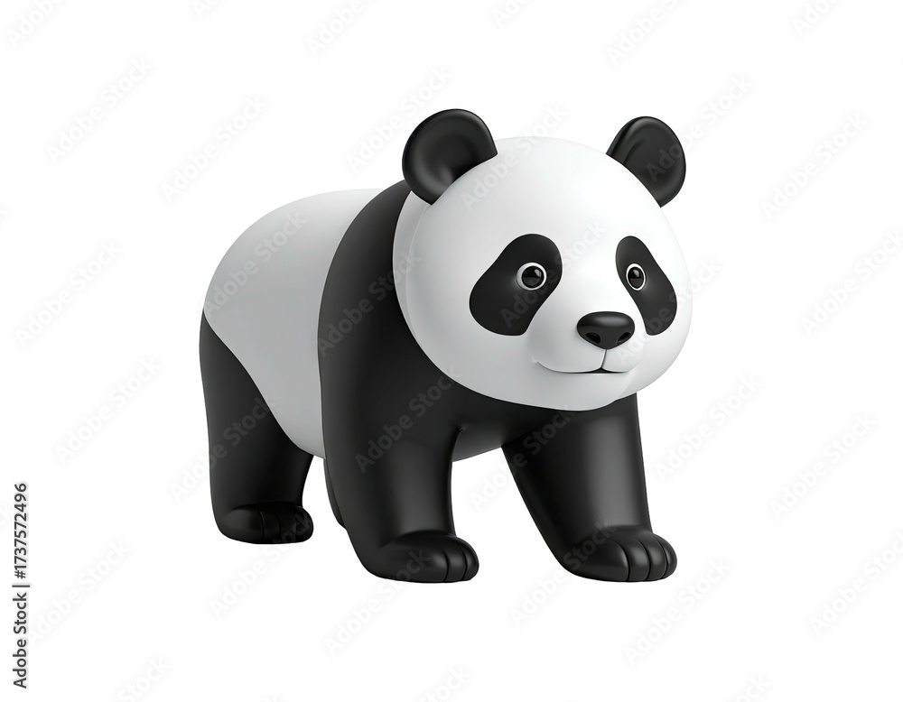 Fototapeta premium A 3D rendered panda, white body with black markings, friendly expression