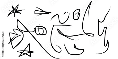 Hand-drawn sketch vector illustration of a cartoon fish icon silhouette for coloring book design