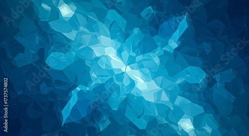 Abstract Blue Light Crystal Pattern Digital Art Background.