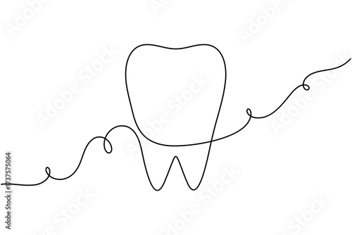 Dentistry teeth continuous one line drawing minimalist clean smile healthy dental vector illustration