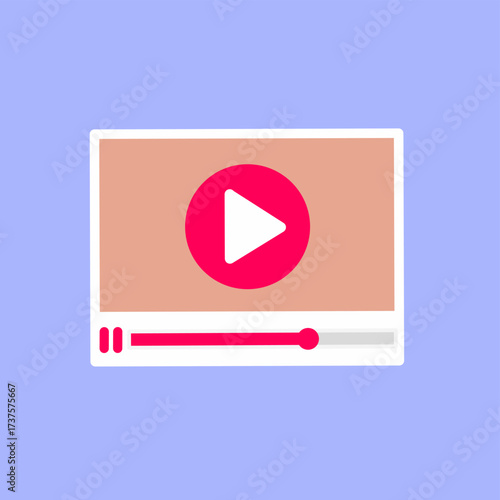 video player interface with a large red play button in the center.